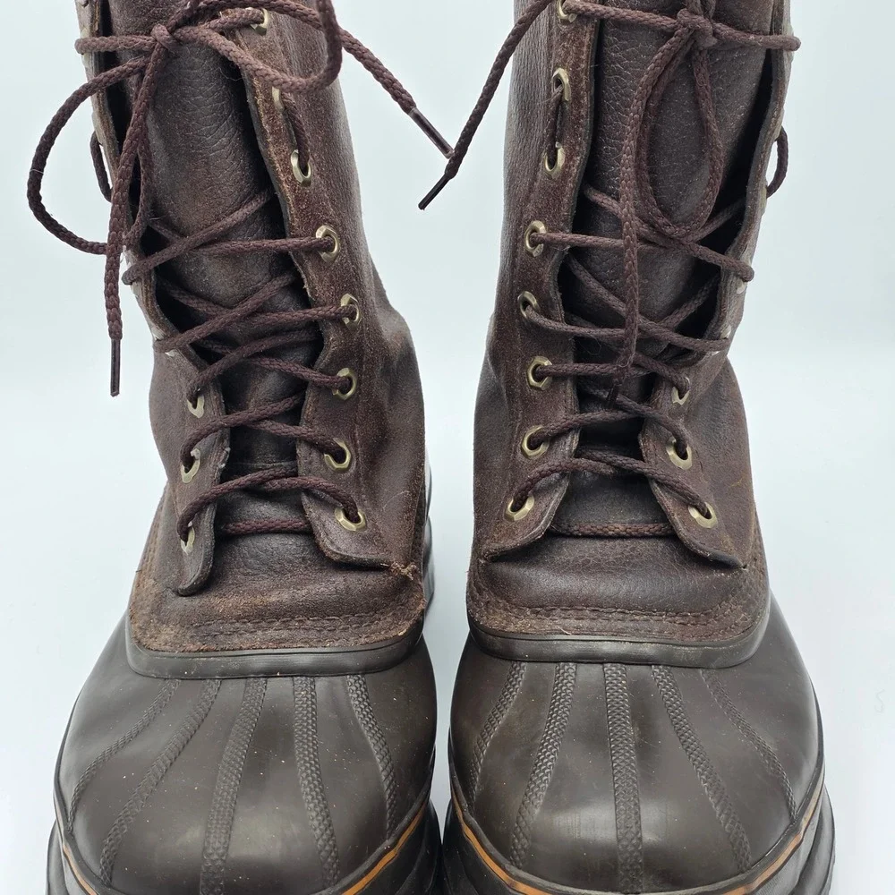 Sorel Mounty Brown Leather Rubber Insulated Duck Boots Mens 9 Waterproof Hunting